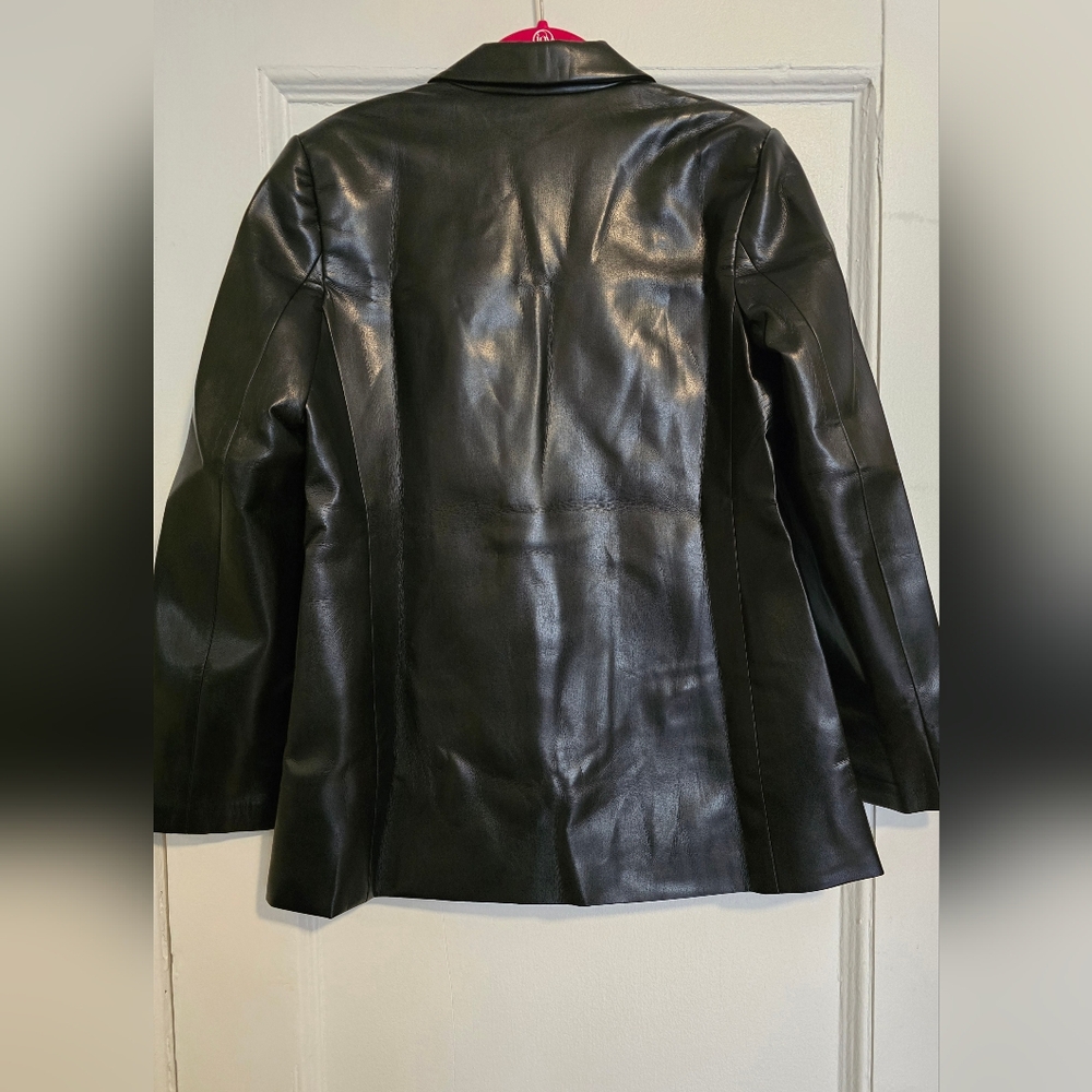 NEW Amanda Uprichard Black Soft Faux Leather "Grady" Jacket/Blazer - Sz Medium - Picture 7 of 12